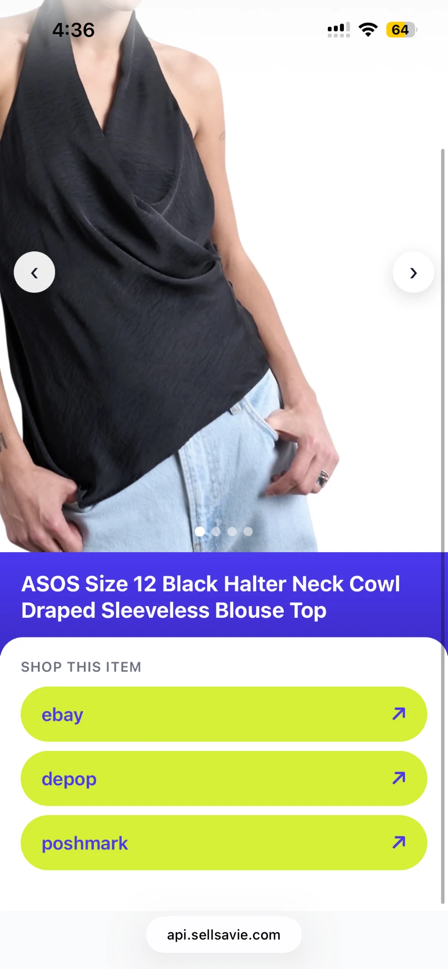 Savie shop this item page with eBay, Depop and Poshmark buy links