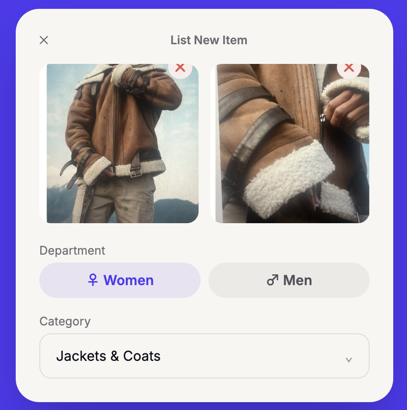 List New Item screen